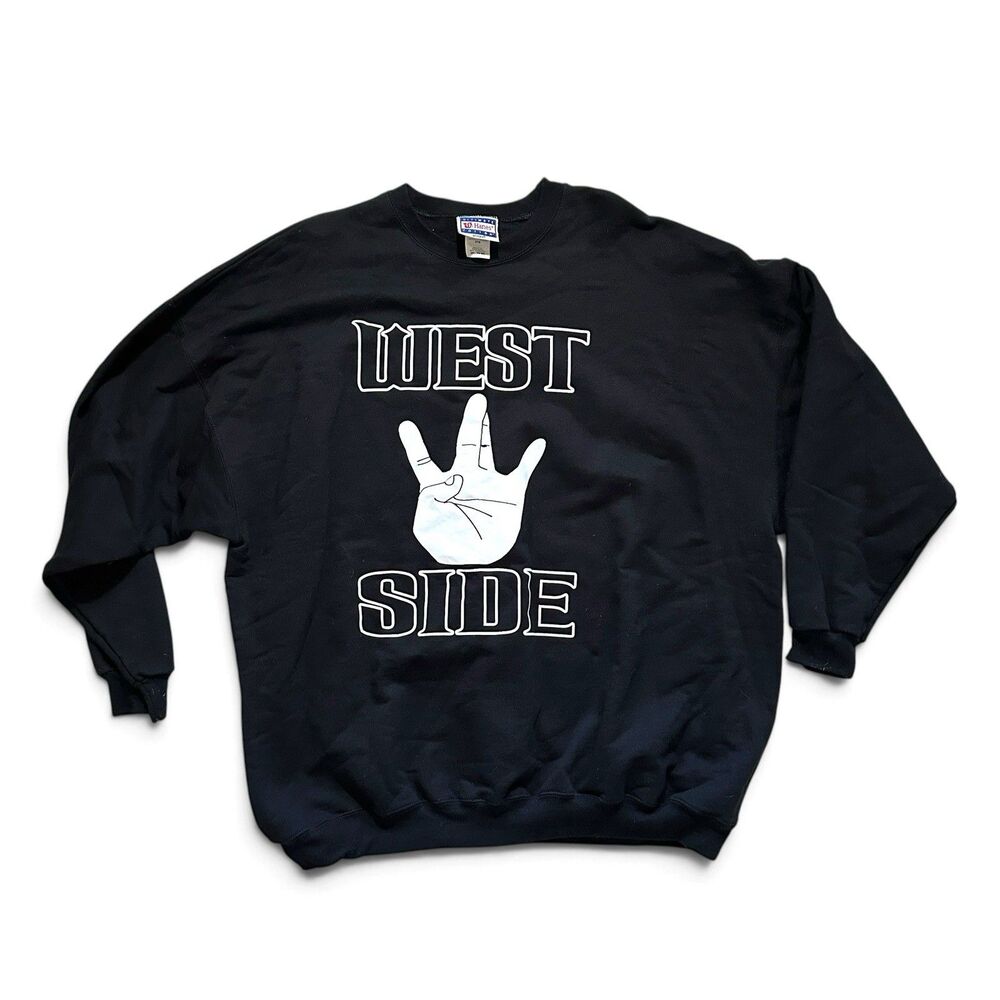 Vintage West Side Connection Gang Sign Black Sweatshirt 3XL Hanes Rap Tee Merch